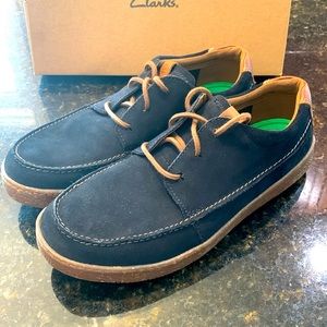 Clarks Hudson Moc navy suede men’s shoes size 11